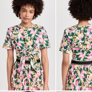 Le Superbe Tied Up Tee Warhol Floral Vibrant NWT Small